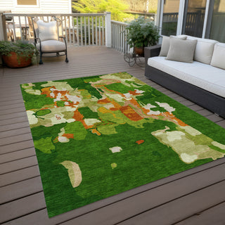 Piper Looms Chantille Abstract ACN1028 Green Machine Washable Area Rug Outdoor Lifestyle Image Feature