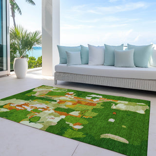 Piper Looms Chantille Abstract ACN1028 Green Machine Washable Area Rug Outdoor Lifestyle Image Feature
