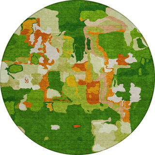 Piper Looms Chantille Abstract ACN1028 Green Machine Washable Area Rug Round Main Image