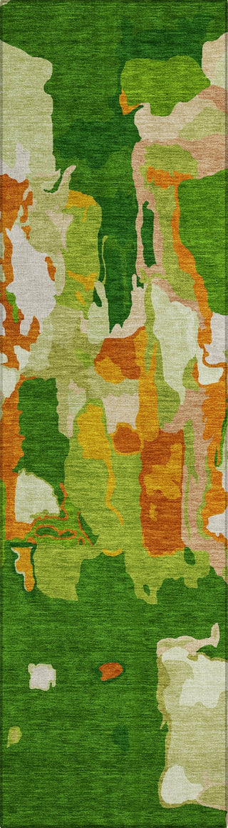 Piper Looms Chantille Abstract ACN1028 Green Machine Washable Area Rug Runner Main Image