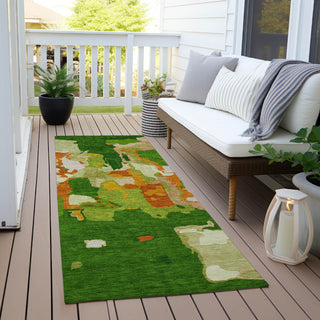 Piper Looms Chantille Abstract ACN1028 Green Machine Washable Area Rug Runner Outdoor Lifestyle Image Feature