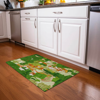 Piper Looms Chantille Abstract ACN1028 Green Machine Washable Area Rug Scatter Lifestyle Image Feature