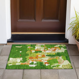 Piper Looms Chantille Abstract ACN1028 Green Machine Washable Area Rug Scatter Outdoor Lifestyle Image Feature