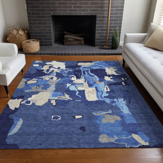 Piper Looms Chantille Abstract ACN1028 Navy Machine Washable Area Rug Lifestyle Image Feature