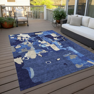 Piper Looms Chantille Abstract ACN1028 Navy Machine Washable Area Rug Outdoor Lifestyle Image Feature