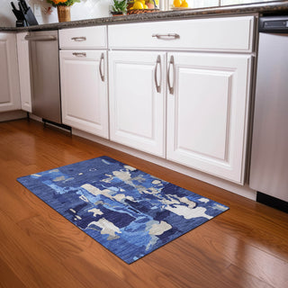Piper Looms Chantille Abstract ACN1028 Navy Machine Washable Area Rug Scatter Lifestyle Image Feature