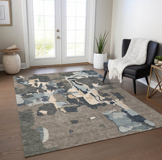 Piper Looms Chantille Abstract ACN1028 Taupe Machine Washable Area Rug Lifestyle Image Feature