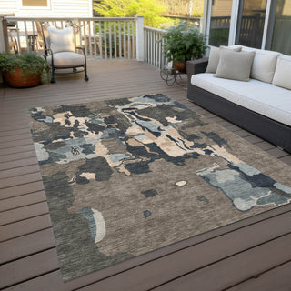 Piper Looms Chantille Abstract ACN1028 Taupe Machine Washable Area Rug Outdoor Lifestyle Image Feature