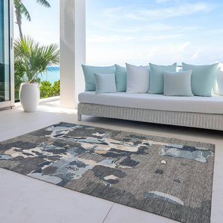 Piper Looms Chantille Abstract ACN1028 Taupe Machine Washable Area Rug Outdoor Lifestyle Image Feature