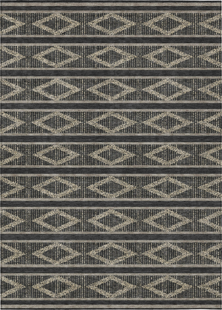 Piper Looms Chantille Geometric ACN1029 Black Machine Washable Area Rug main image