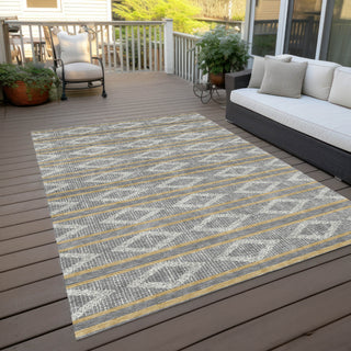 Piper Looms Chantille Geometric ACN1029 Gray Machine Washable Area Rug Outdoor Lifestyle Image Feature