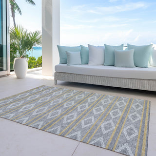 Piper Looms Chantille Geometric ACN1029 Gray Machine Washable Area Rug Outdoor Lifestyle Image Feature