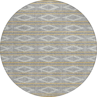 Piper Looms Chantille Geometric ACN1029 Gray Machine Washable Area Rug Round Main Image