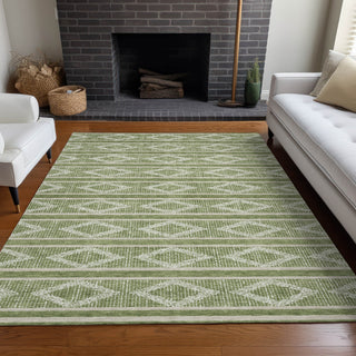 Piper Looms Chantille Geometric ACN1029 Green Machine Washable Area Rug Lifestyle Image Feature