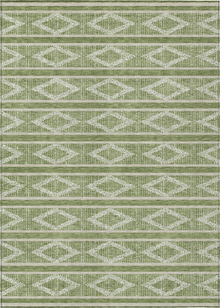 Piper Looms Chantille Geometric ACN1029 Green Machine Washable Area Rug main image