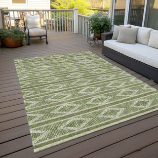 Piper Looms Chantille Geometric ACN1029 Green Machine Washable Area Rug Outdoor Lifestyle Image Feature
