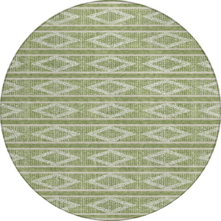 Piper Looms Chantille Geometric ACN1029 Green Machine Washable Area Rug Round Main Image