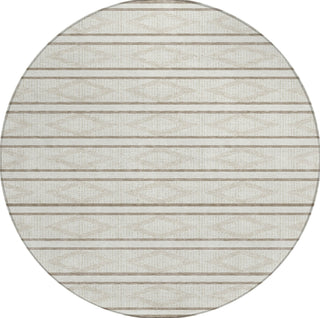 Piper Looms Chantille Geometric ACN1029 Ivory Machine Washable Area Rug Round Main Image