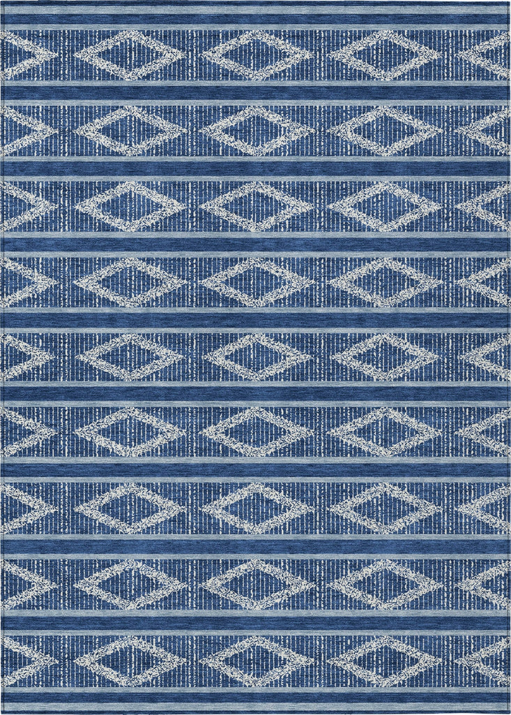 Piper Looms Chantille Geometric ACN1029 Navy Machine Washable Area Rug main image