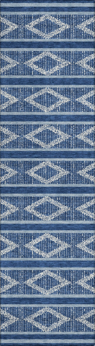 Piper Looms Chantille Geometric ACN1029 Navy Machine Washable Area Rug Runner Main Image