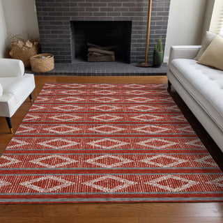 Piper Looms Chantille Geometric ACN1029 Red Machine Washable Area Rug Lifestyle Image Feature