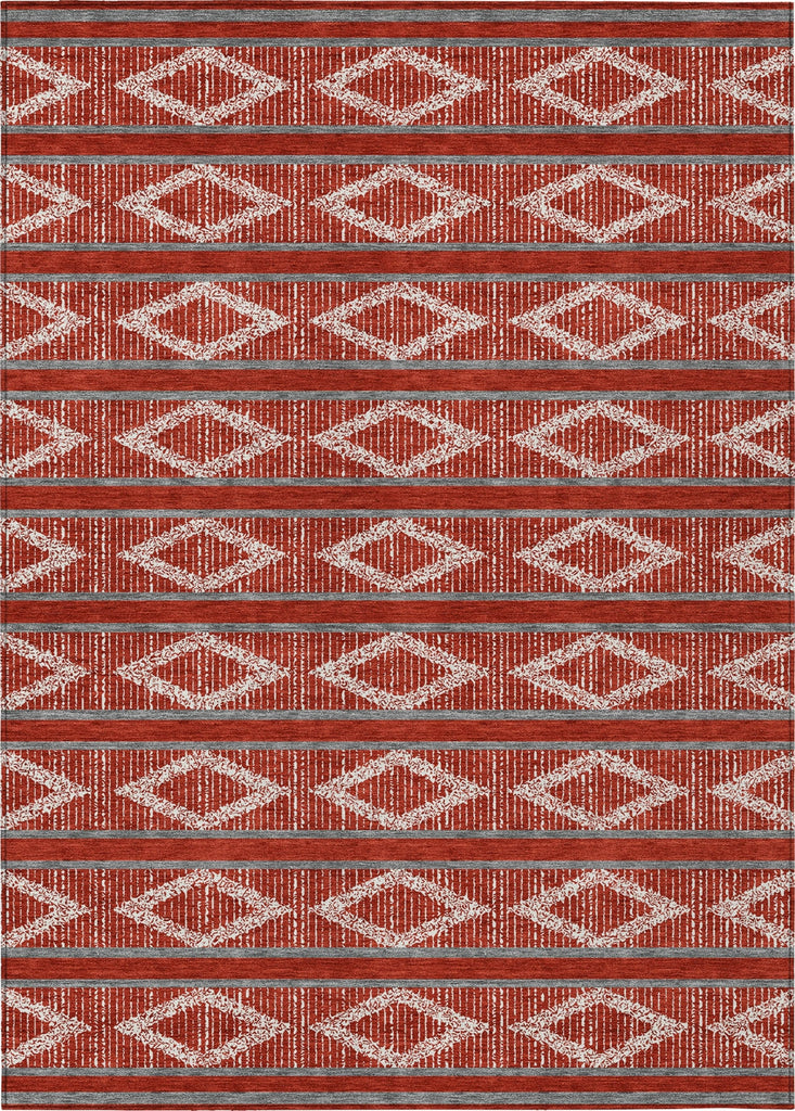 Piper Looms Chantille Geometric ACN1029 Red Machine Washable Area Rug main image