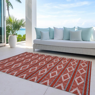 Piper Looms Chantille Geometric ACN1029 Red Machine Washable Area Rug Outdoor Lifestyle Image Feature