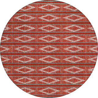 Piper Looms Chantille Geometric ACN1029 Red Machine Washable Area Rug Round Main Image