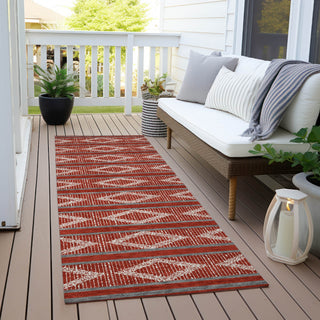 Piper Looms Chantille Geometric ACN1029 Red Machine Washable Area Rug Runner Outdoor Lifestyle Image Feature