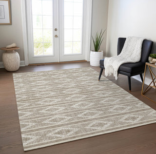 Piper Looms Chantille Geometric ACN1029 Taupe Machine Washable Area Rug Lifestyle Image Feature