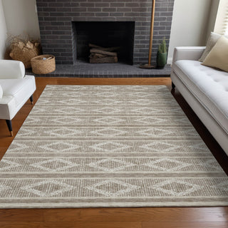 Piper Looms Chantille Geometric ACN1029 Taupe Machine Washable Area Rug Lifestyle Image Feature