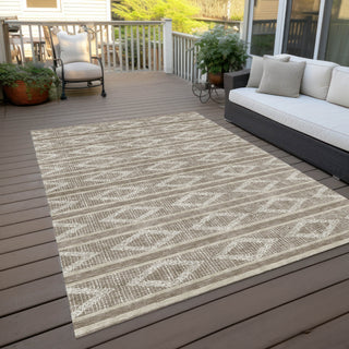 Piper Looms Chantille Geometric ACN1029 Taupe Machine Washable Area Rug Outdoor Lifestyle Image Feature