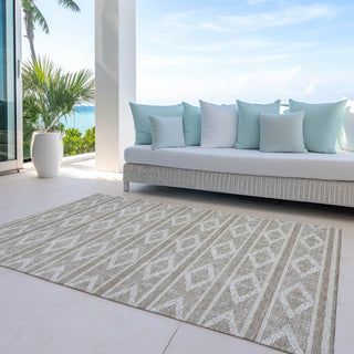Piper Looms Chantille Geometric ACN1029 Taupe Machine Washable Area Rug Outdoor Lifestyle Image Feature
