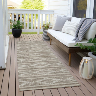 Piper Looms Chantille Geometric ACN1029 Taupe Machine Washable Area Rug Runner Outdoor Lifestyle Image Feature