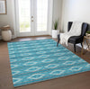Piper Looms Chantille Geometric ACN1029 Teal Machine Washable Area Rug Lifestyle Image Feature