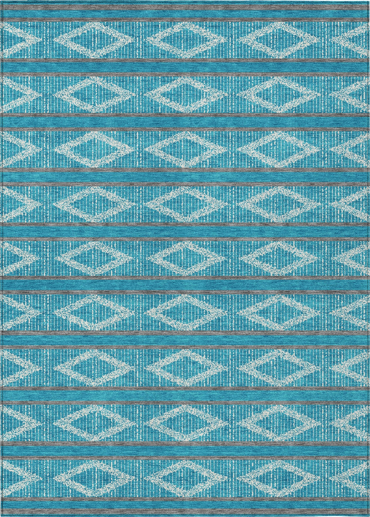 Piper Looms Chantille Geometric ACN1029 Teal Machine Washable Area Rug main image