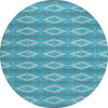 Piper Looms Chantille Geometric ACN1029 Teal Machine Washable Area Rug Round Main Image