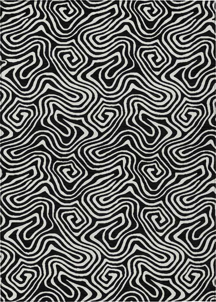 Piper Looms Chantille Swirls ACN1030 Black Machine Washable Area Rug main image