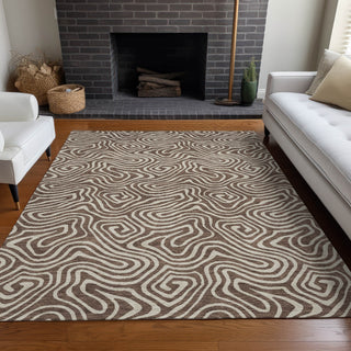 Piper Looms Chantille Swirls ACN1030 Brown Machine Washable Area Rug Lifestyle Image Feature