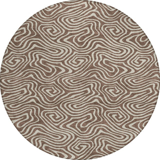 Piper Looms Chantille Swirls ACN1030 Brown Machine Washable Area Rug Round Main Image