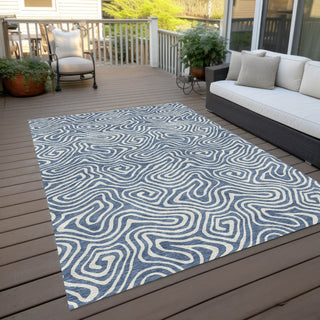Piper Looms Chantille Swirls ACN1030 Denim Machine Washable Area Rug Outdoor Lifestyle Image Feature