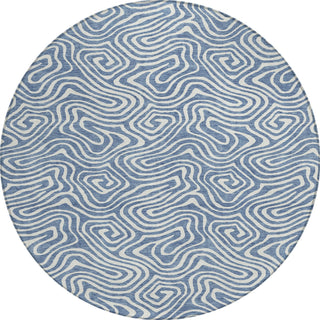 Piper Looms Chantille Swirls ACN1030 Denim Machine Washable Area Rug Round Main Image