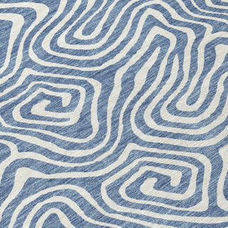 Piper Looms Chantille Swirls ACN1030 Denim Machine Washable Area Rug Swatch Image