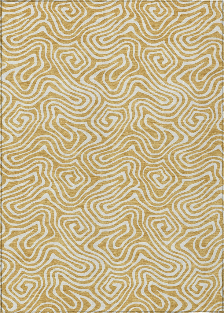 Piper Looms Chantille Swirls ACN1030 Gold Machine Washable Area Rug main image