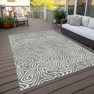 Piper Looms Chantille Swirls ACN1030 Gray Machine Washable Area Rug Outdoor Lifestyle Image Feature