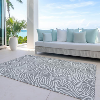 Piper Looms Chantille Swirls ACN1030 Gray Machine Washable Area Rug Outdoor Lifestyle Image Feature