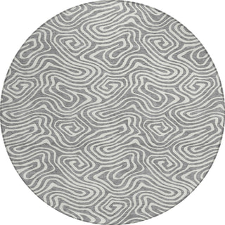 Piper Looms Chantille Swirls ACN1030 Gray Machine Washable Area Rug Round Main Image
