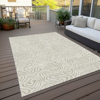 Piper Looms Chantille Swirls ACN1030 Ivory Machine Washable Area Rug Outdoor Lifestyle Image Feature