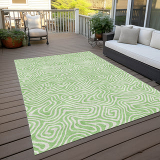 Piper Looms Chantille Swirls ACN1030 Mint Machine Washable Area Rug Outdoor Lifestyle Image Feature