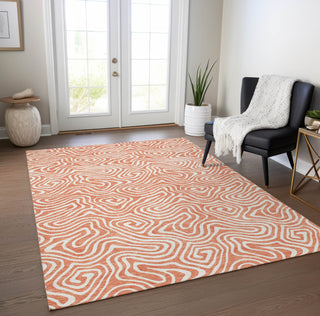 Piper Looms Chantille Swirls ACN1030 Salmon Machine Washable Area Rug Lifestyle Image Feature